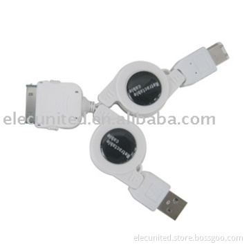 Retractable Firewire Cable with USB Connector for iPod